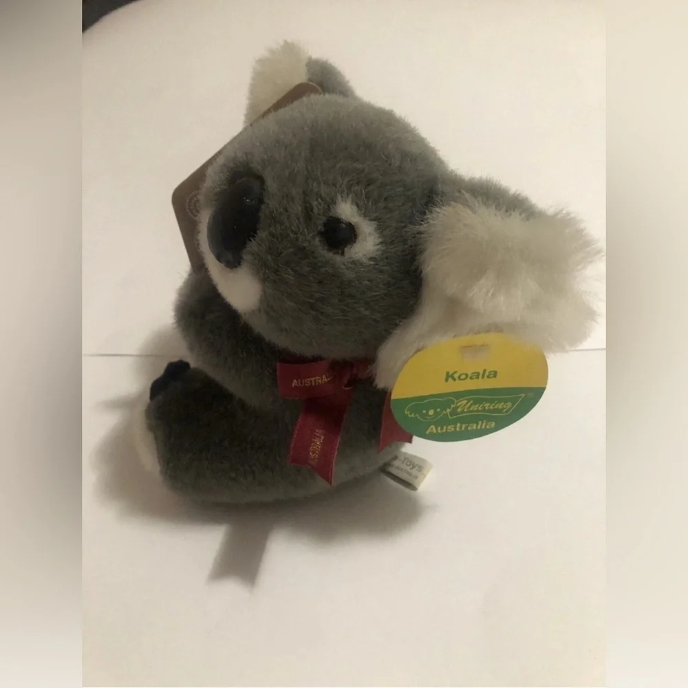Uni-Toys Uniring Australia Koala Bear Soft Animal Plush Toy Bow Boomerang 6